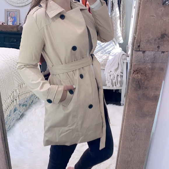 WANTDO tan classic belted trench coat size small new with tags - Picture 14 of 16